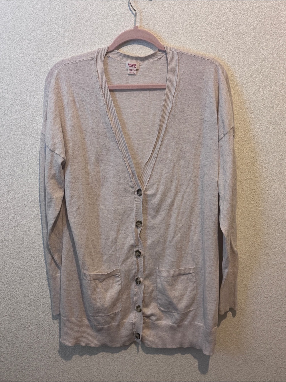 Mossimo Supply Co. Light beige Button-Front V-Neck Cardigan